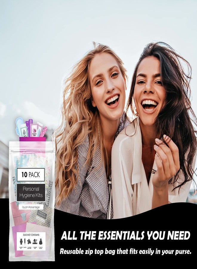 pH Advantage Menstrual Kit All-in-One 10 Pack - Assorted Colors | Convenience on The Go | Period Kit Pack for Travelling, Tweens & Teenager | Individually Wrapped Feminine Hygiene Product - Image 3